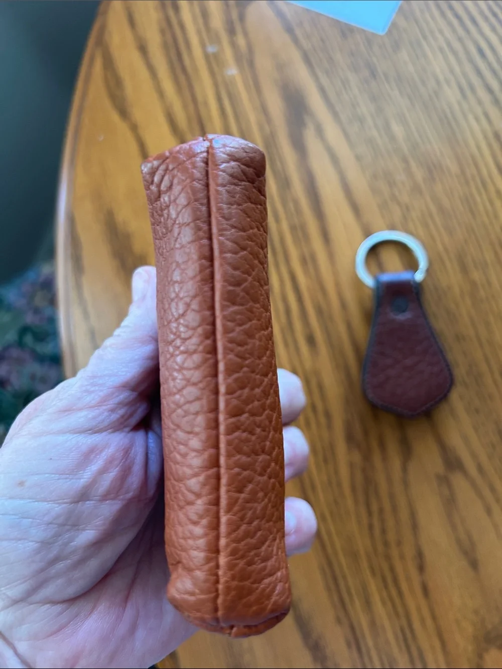 Dooney & Bourke Chestnut Brown Pebbled Leather Coin Purse with Key Fob VGUC